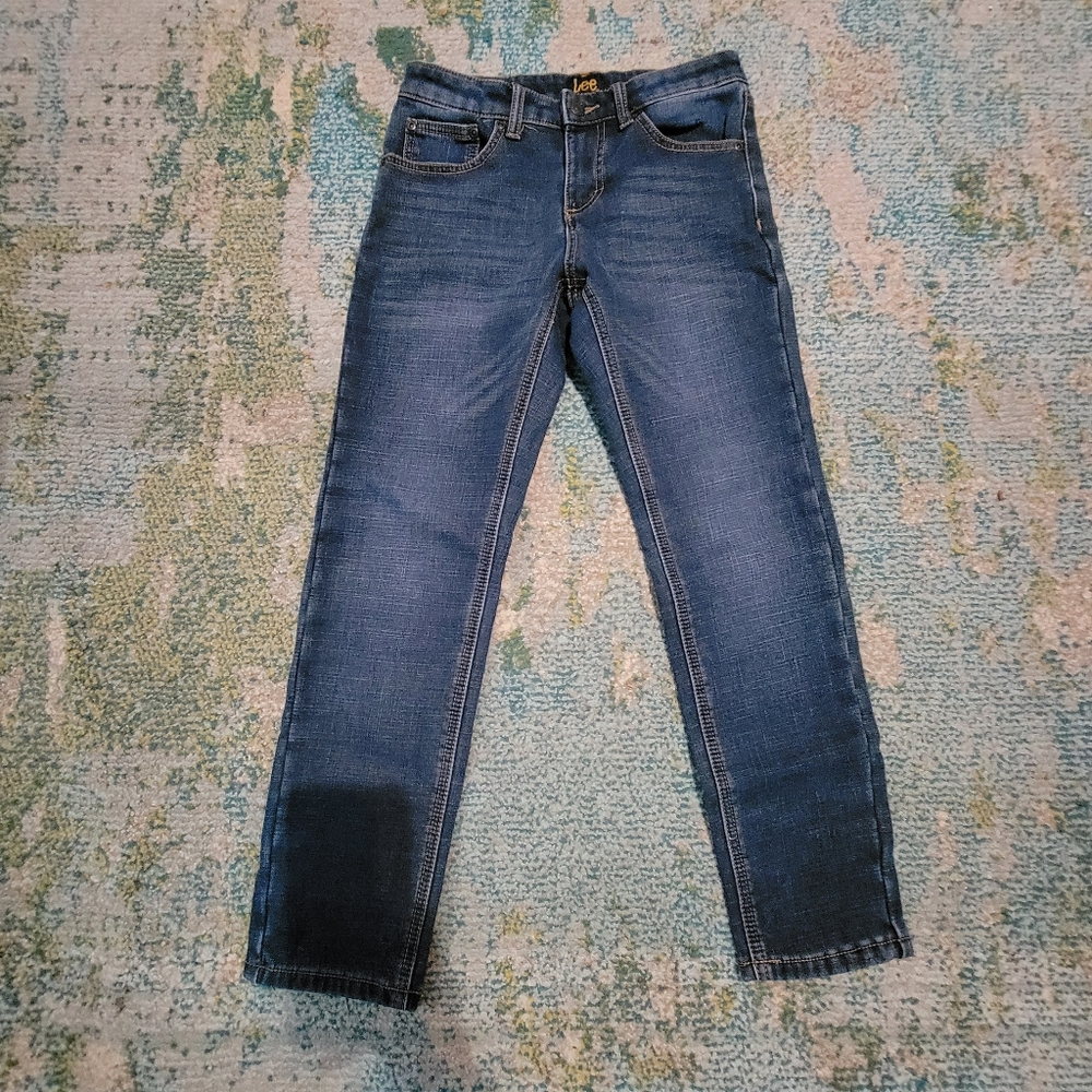 Lee Straight Fit Youth Girls Size 10 Blue Denim Jeans Adjustable Waist